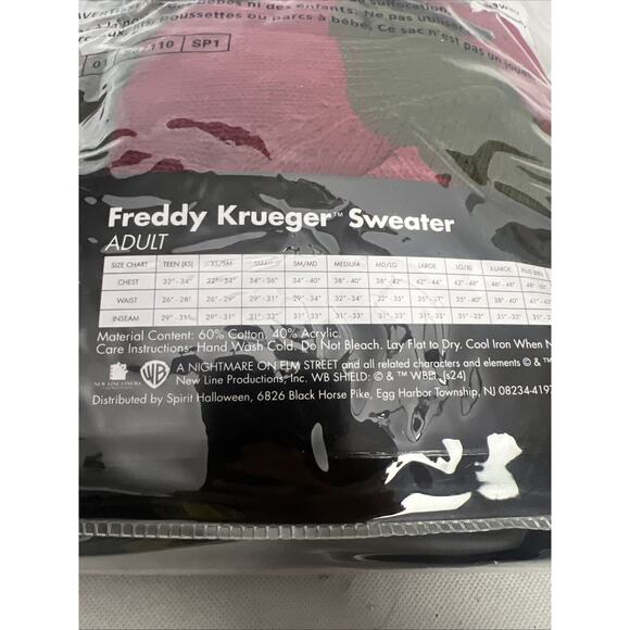 Spirit Halloween Freddy Krueger Sweater Glove Costume Adult Small - Picture 5 of 6